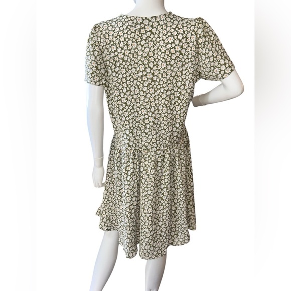 L'olive Verte Floral V-Neck Dress size 3 - Picture 4 of 6